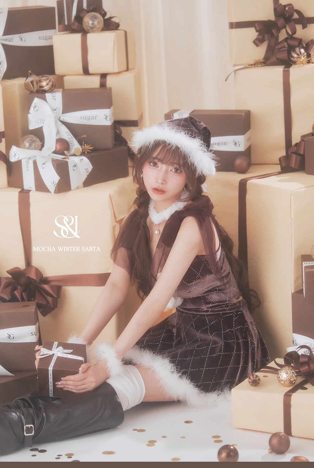 【サンタ】チュールリボンアーガイル風サンタコスプレ1