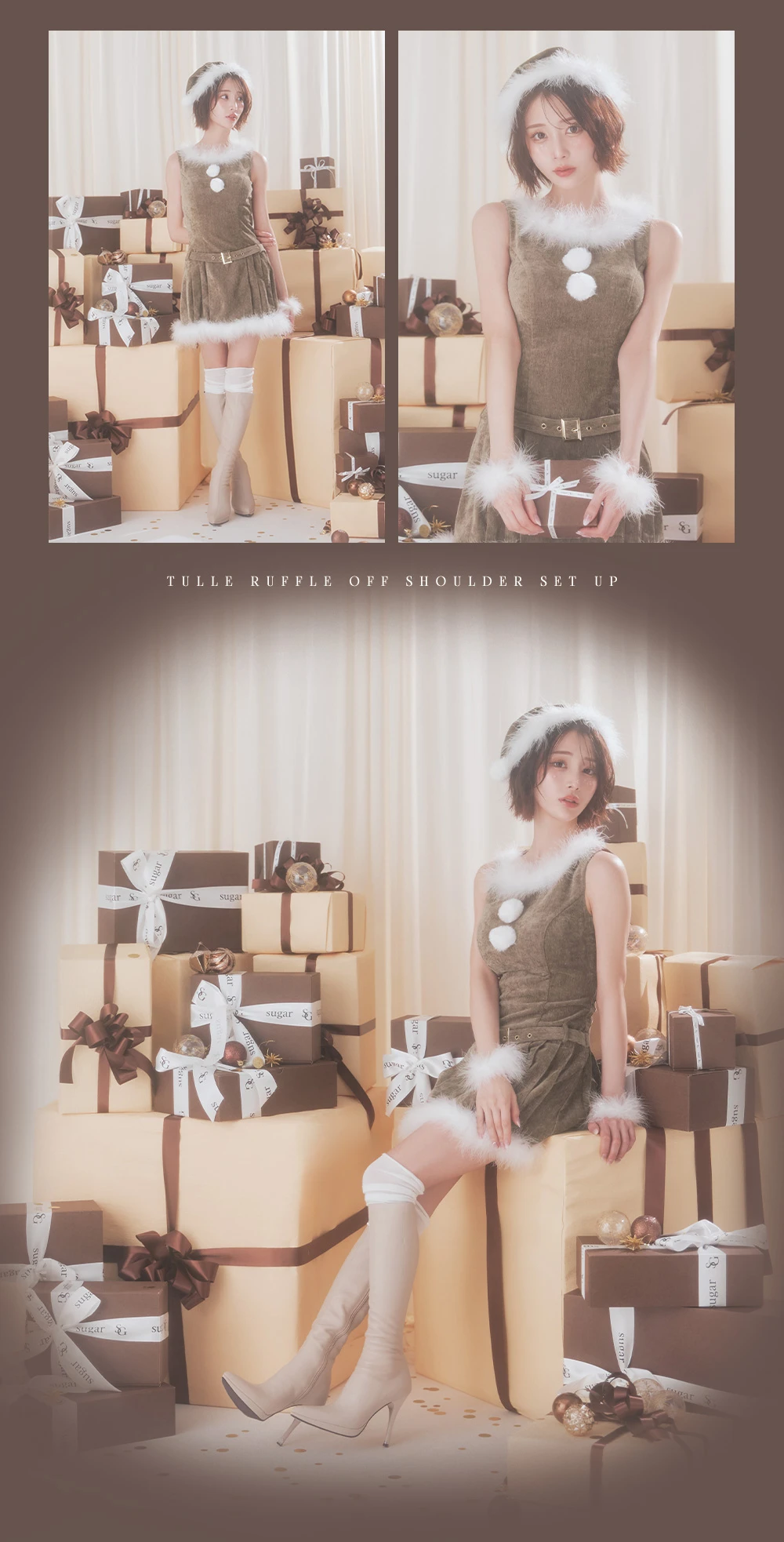 【サンタ】ベルト付きファーサンタコスプレ2