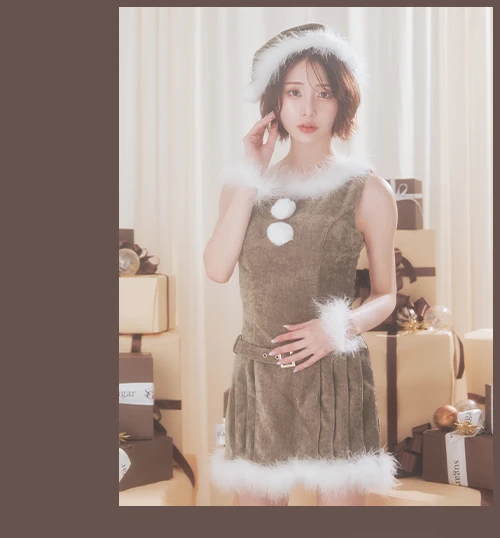 【サンタ】ベルト付きファーサンタコスプレ