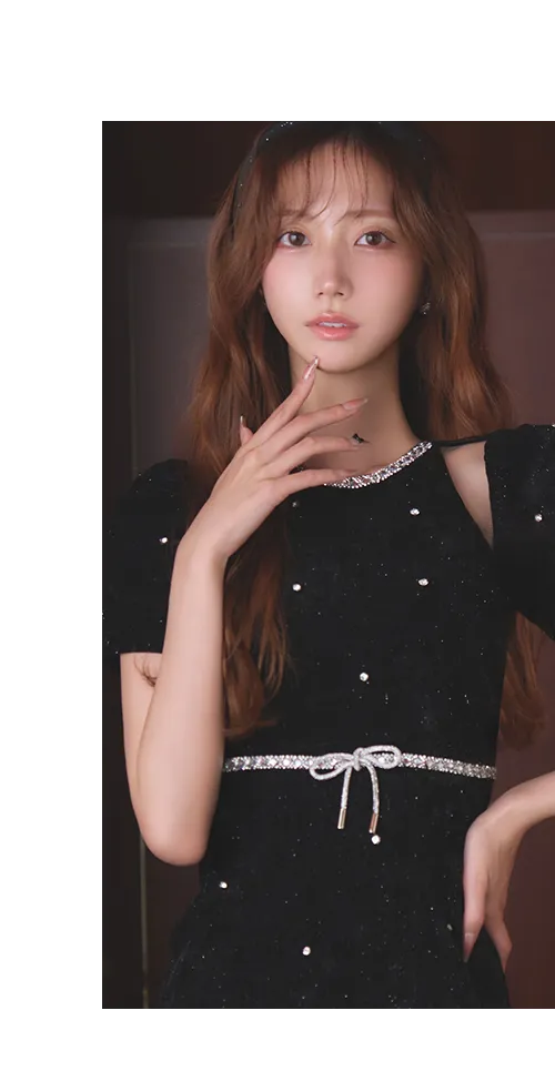 ショルダーシアーベロアミニドレス/キャバドレス