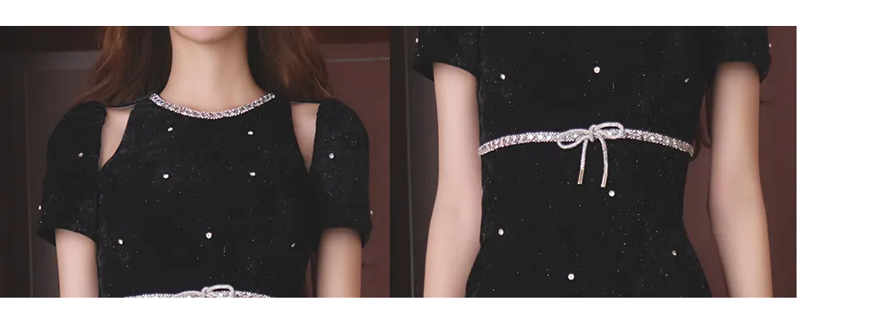 ショルダーシアーベロアミニドレス/キャバドレス