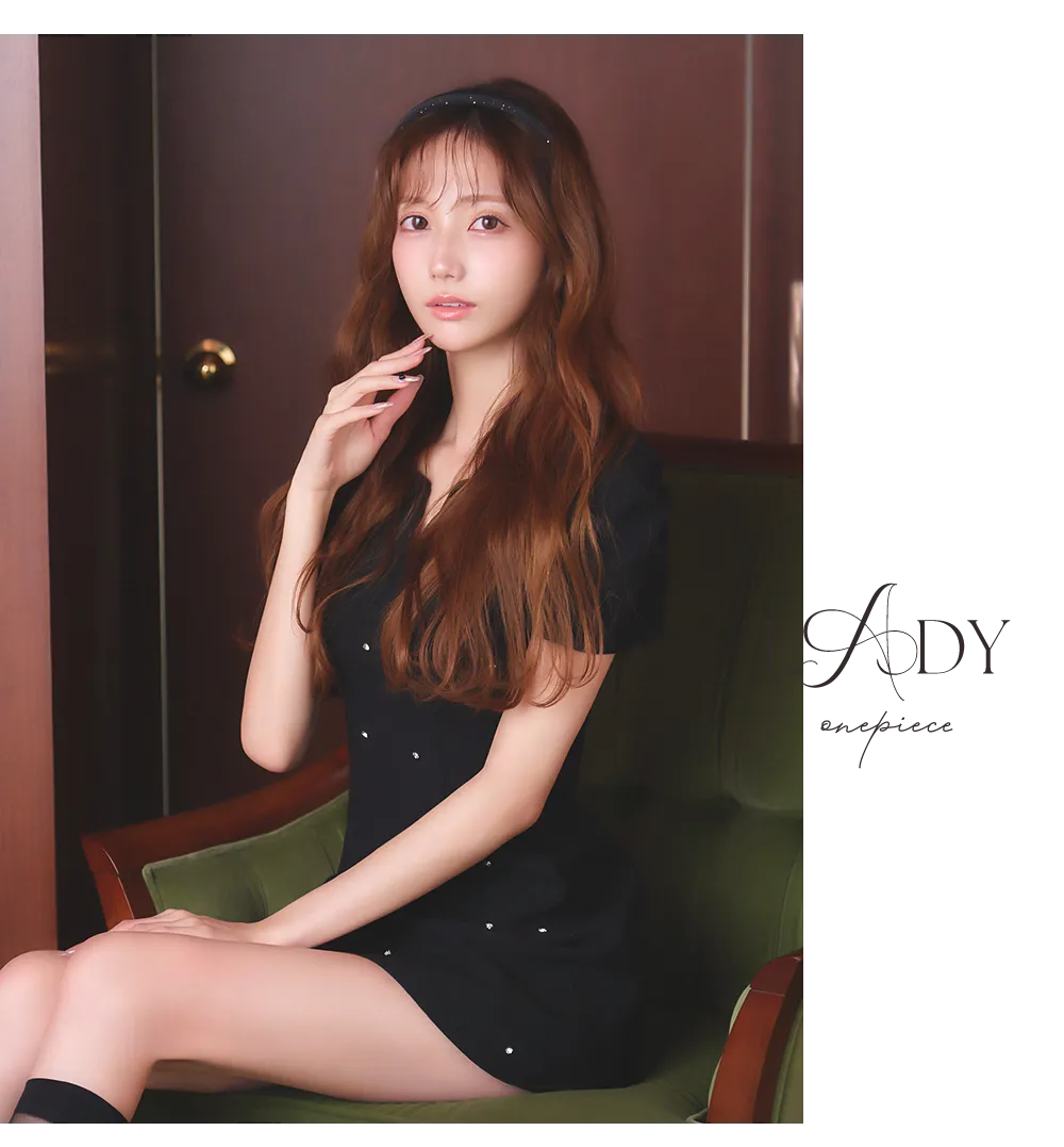 パフスリーブラメビジューAラインミニドレス/キャバドレス