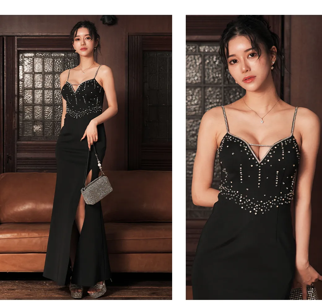 ビジューリボンマーメイドミニドレス/キャバドレス2