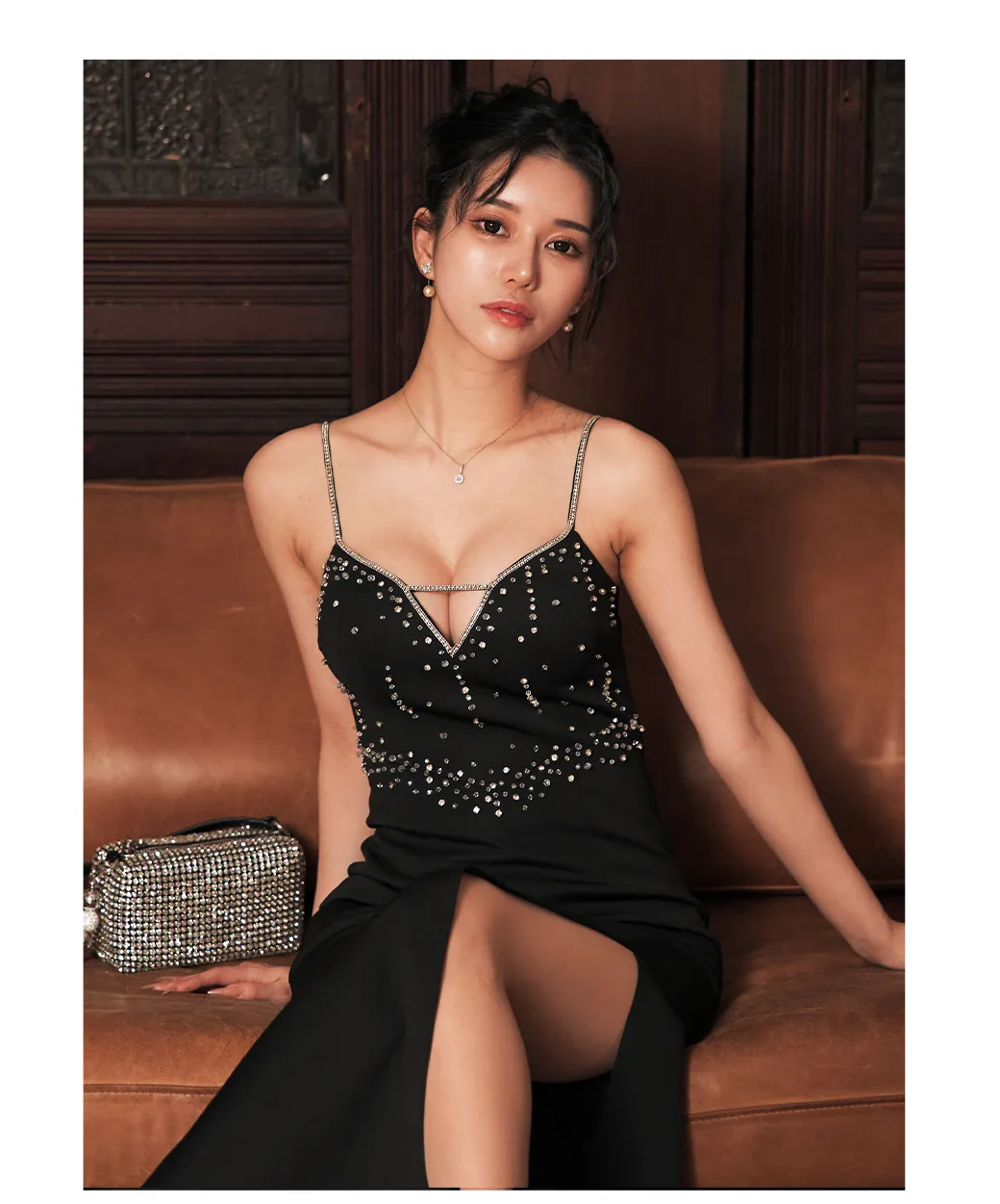 ビジューリボンマーメイドミニドレス/キャバドレス3