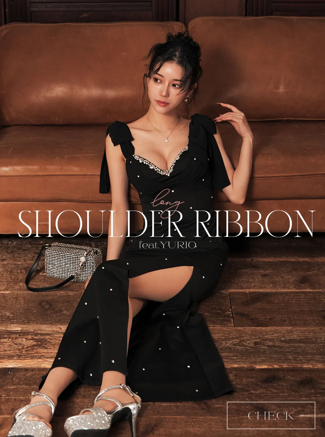 フロントビジューラメロングドレス