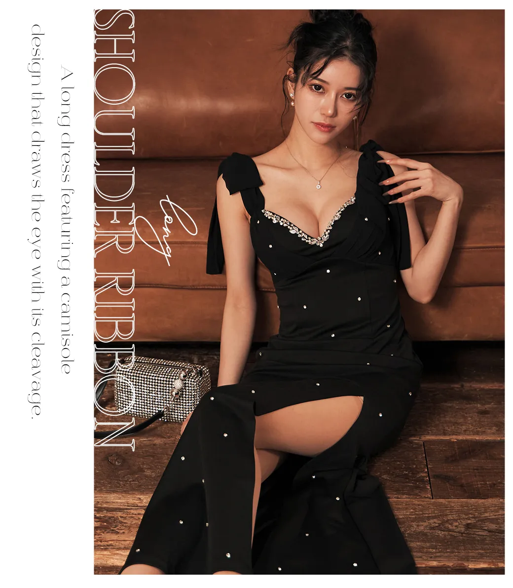 フロントビジューラメロングドレス