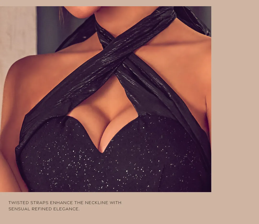 ミディアム / クロスストラップ / タイト / ブラックドレス / ラメ / 色気 / 曲線美 / 大人 / エレガント / 高見え 2