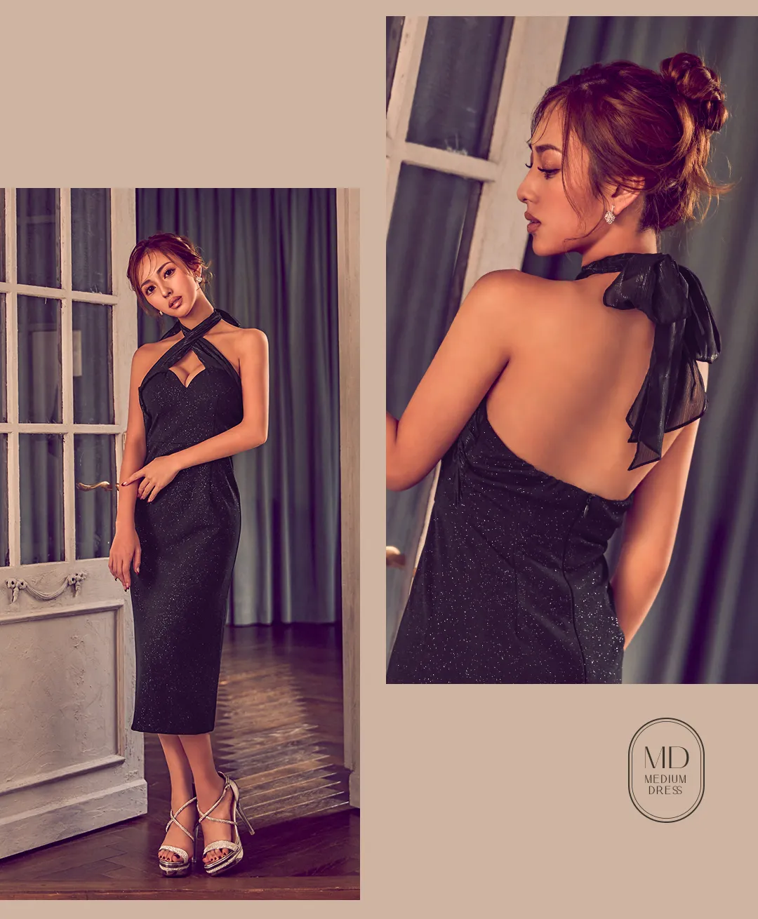 ミディアム / クロスストラップ / タイト / ブラックドレス / ラメ / 色気 / 曲線美 / 大人 / エレガント / 高見え 3