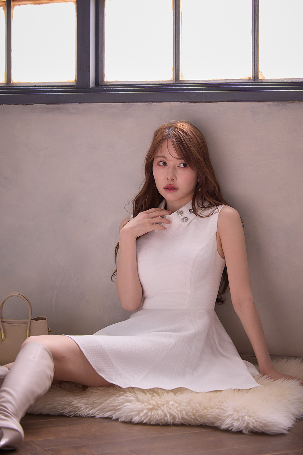 ショルダーシアーベロアミニドレス/キャバドレス