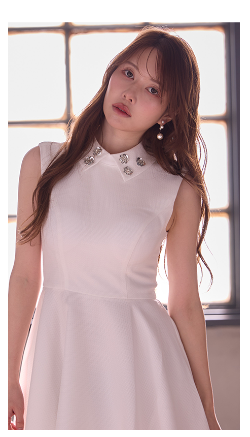 ショルダーシアーベロアミニドレス/キャバドレス