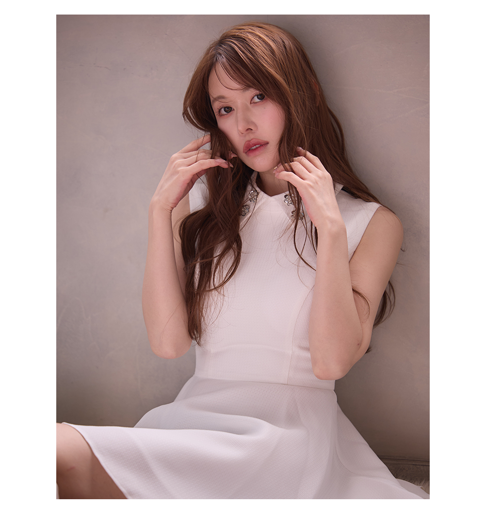 ショルダーシアーベロアミニドレス/キャバドレス