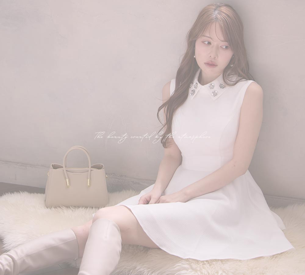 ショルダーシアーベロアミニドレス/キャバドレス