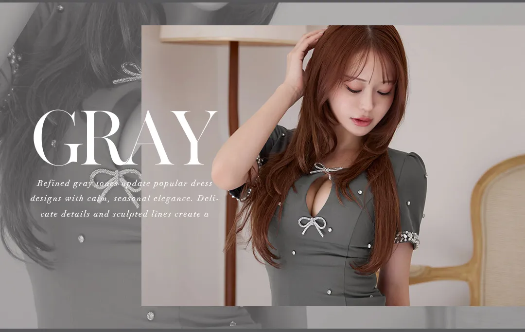 グレー / 新色 / 人気ドレス / ミニドレス / 上品カラー / 冬ドレス / 大人可愛い / キャバドレス / 定番デザイン / 高級感 3