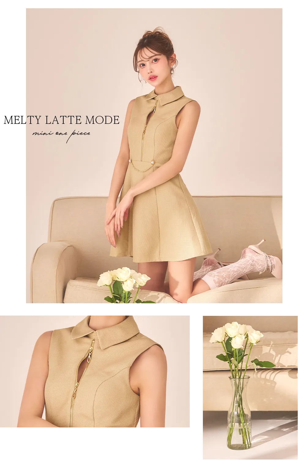 フロントビジューラメロングドレス