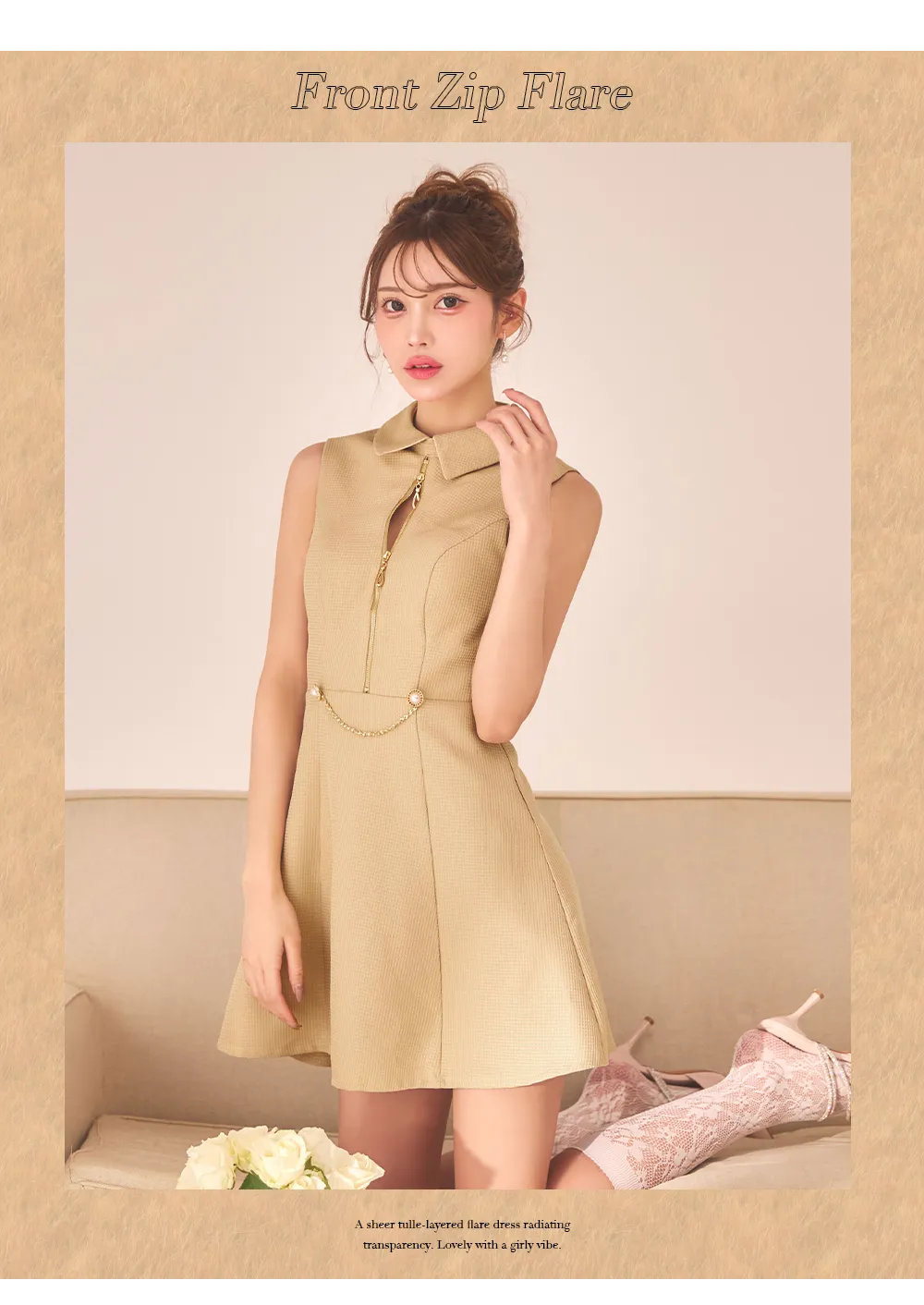 フロントビジューラメロングドレス