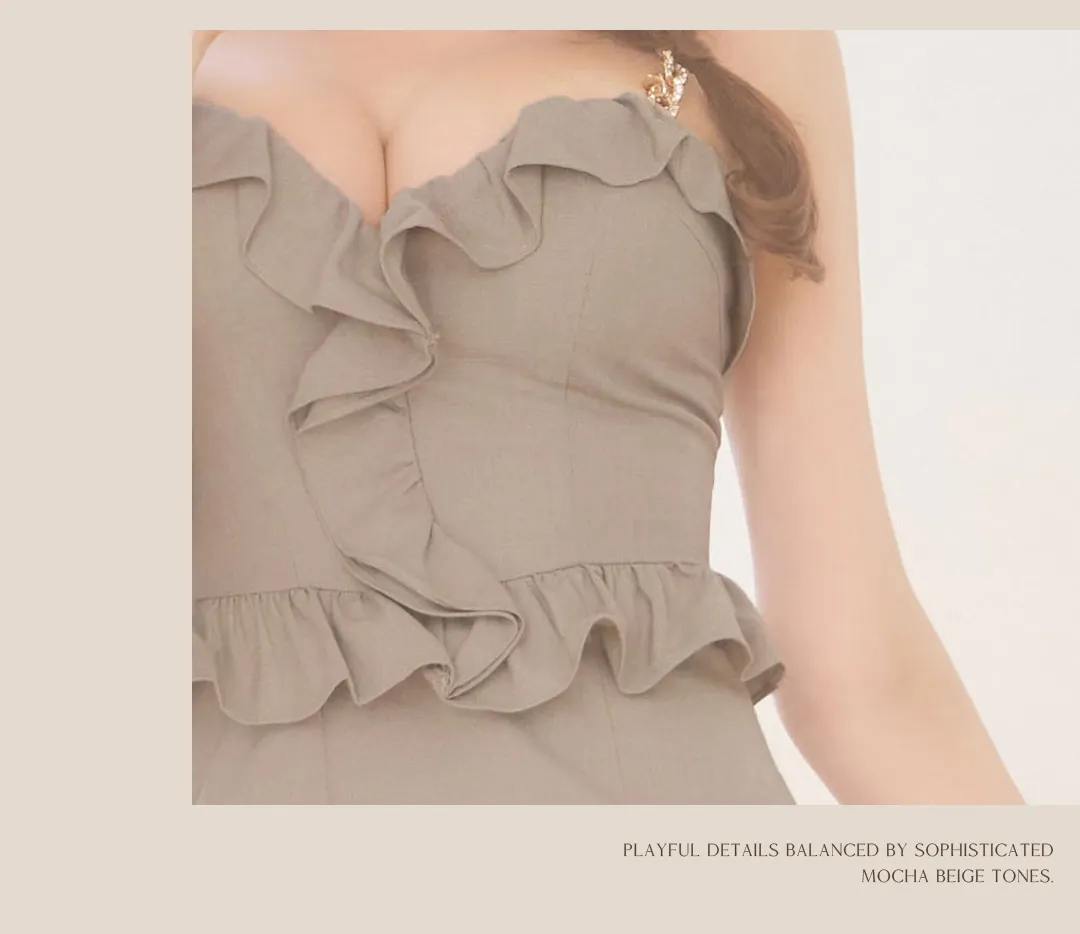 モカベージュ / 大人ガーリー / デザインドレス / ミニドレス / 上品かわいい / フェミニンコーデ / キャバドレス / 落ち着きカラー / 甘さ控えめ / 高見えドレス 2