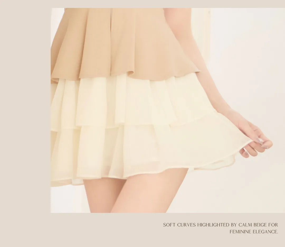 ベージュドレス / フェミニンライン / 曲線美 / 大人ガーリー / ミニドレス / 上品スタイル / キャバドレス / きれいめ / 女性らしい / 洗練デザイン 2