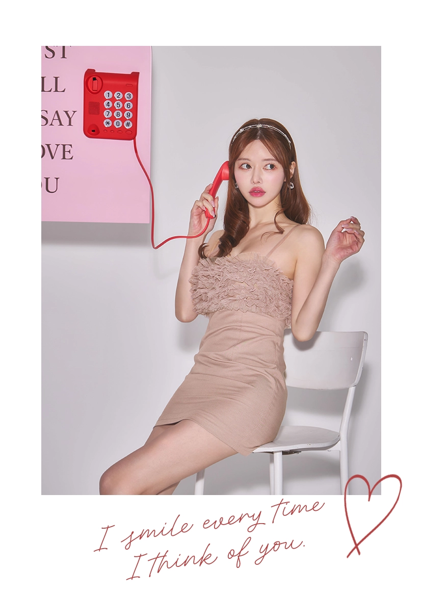 チュールフリルキャミソールタイトミニドレス/キャバドレス