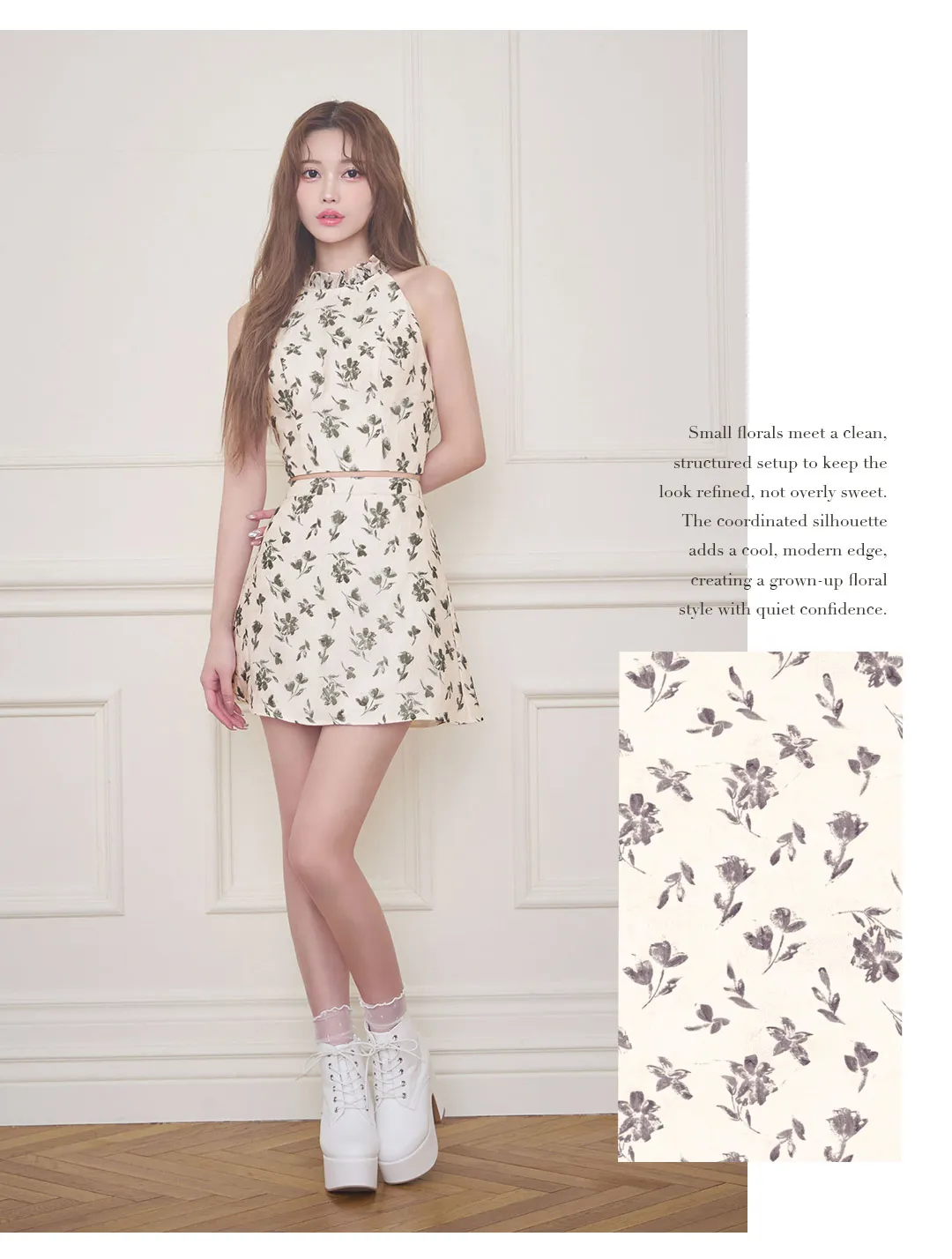 小花柄 / フローラルセットアップ / セットアップドレス / 大人可愛い / 甘すぎない / きれいめ / 春コーデ / モード寄り / キャバドレス / 洗練スタイル 3