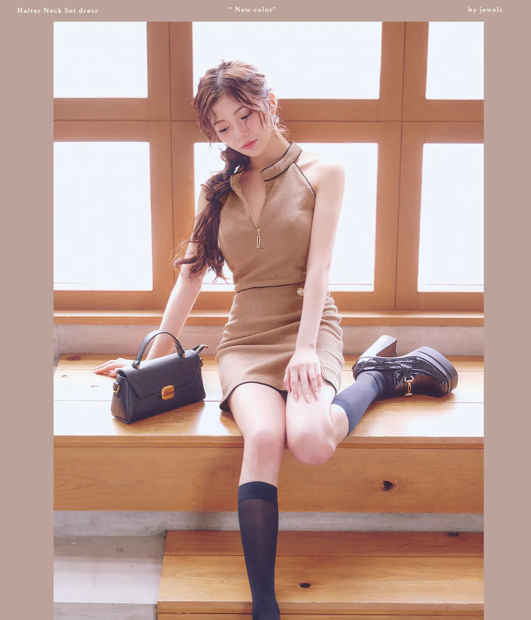 ホルターネックジップスリットセットアップドレス/キャバドレス5