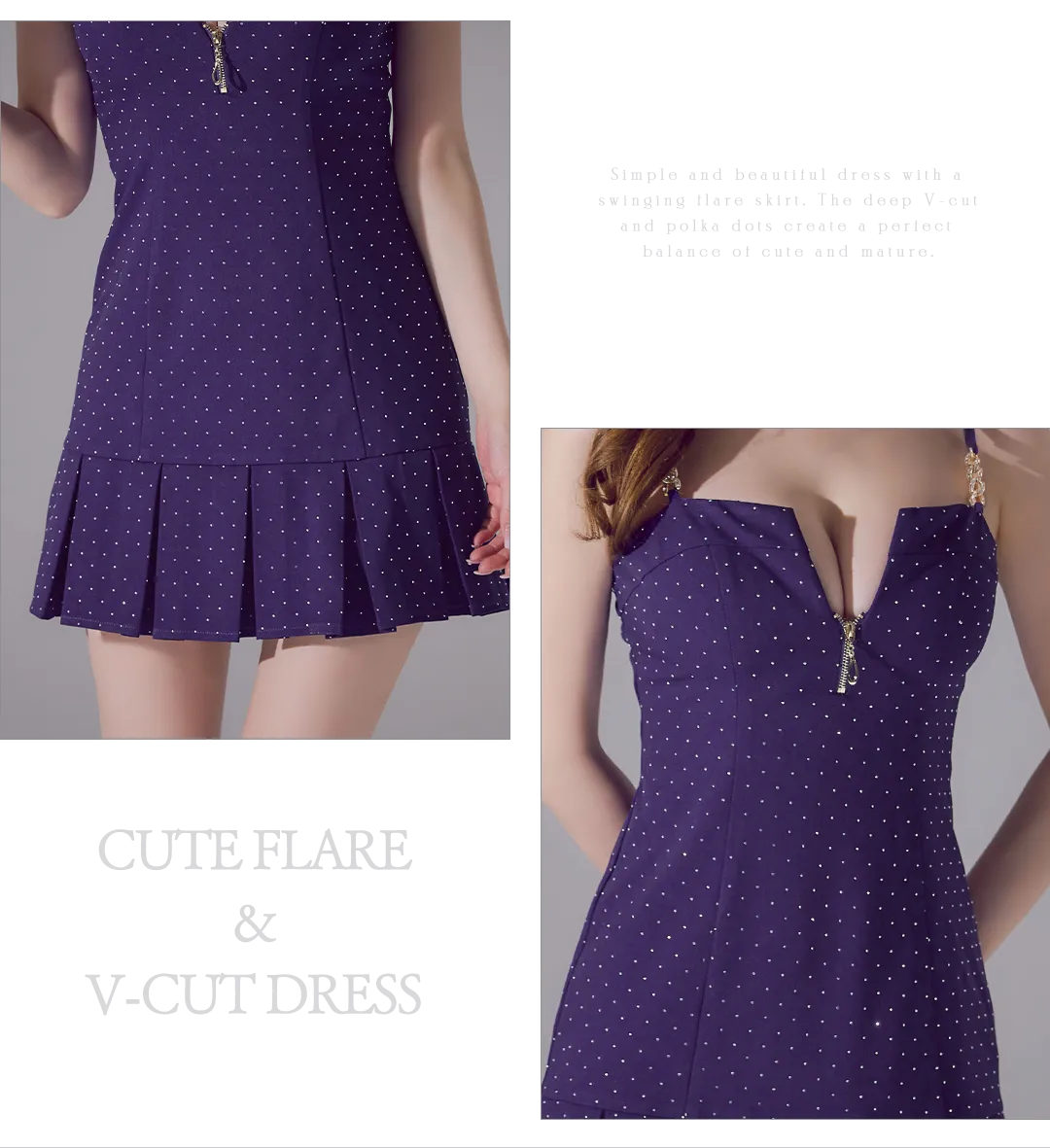 チェーンストラップデニムプリーツミニドレス/キャバドレス3