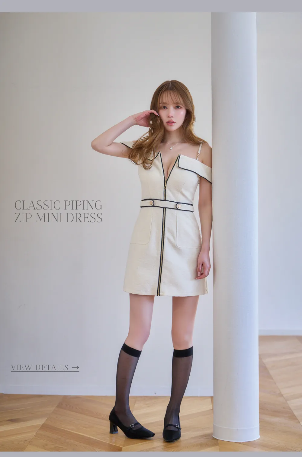 ウエストベルト風パイピングキャミミニドレス/キャバドレス1