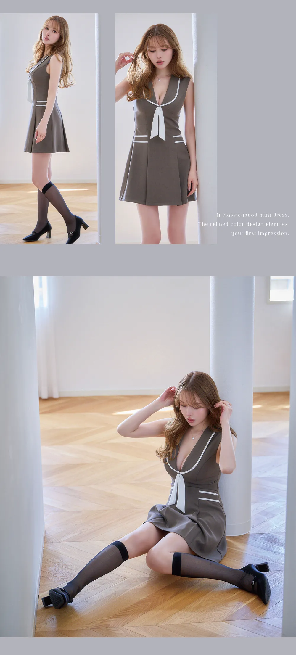 ビッグリボンパイピングミニドレス/キャバドレス2