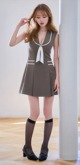 ビッグリボンパイピングミニドレス/キャバドレス4