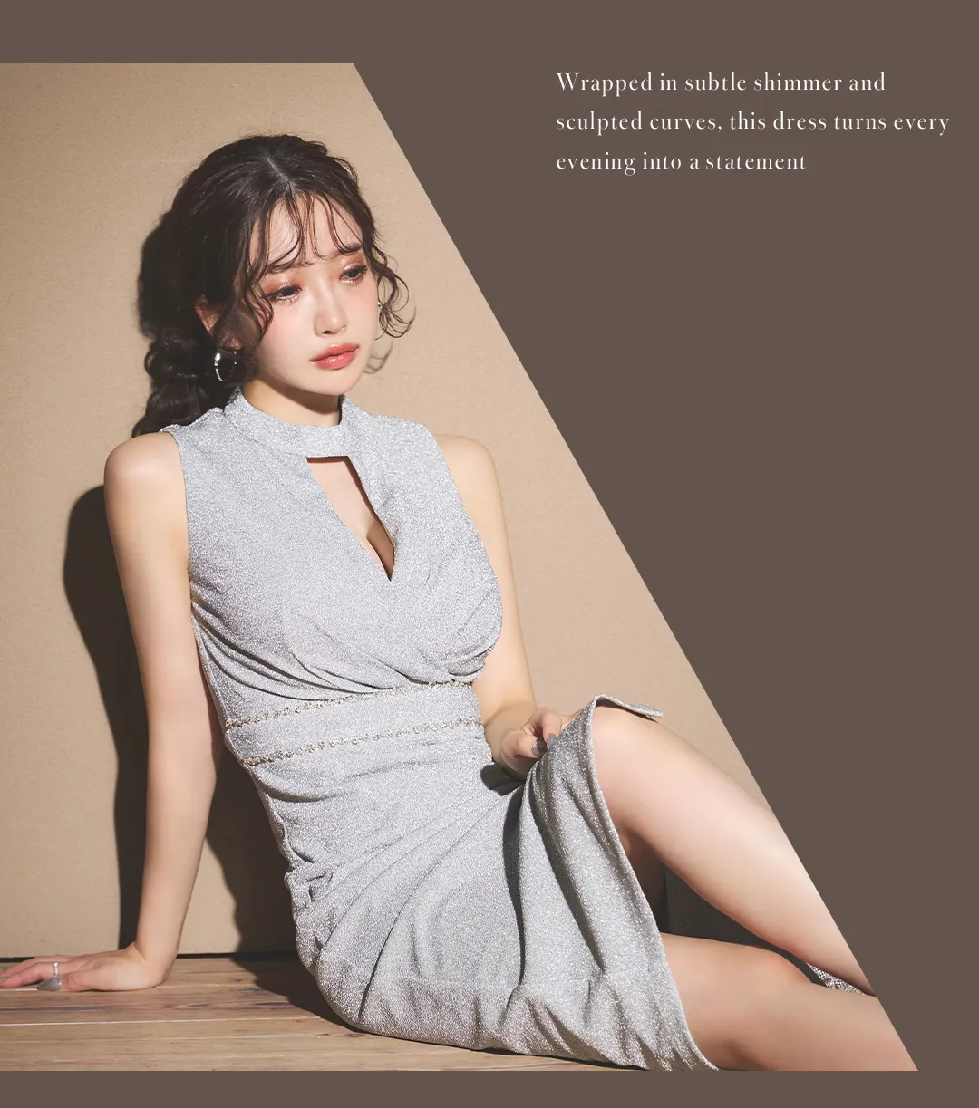 バストカットアウトラメタイトミディアムドレス/キャバドレス3