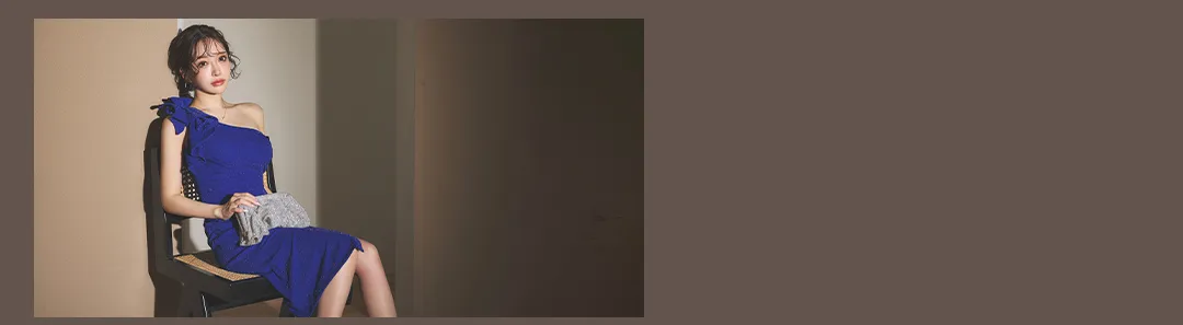 ギャザーワンショルラメストレッチミディアムドレス/キャバドレス7