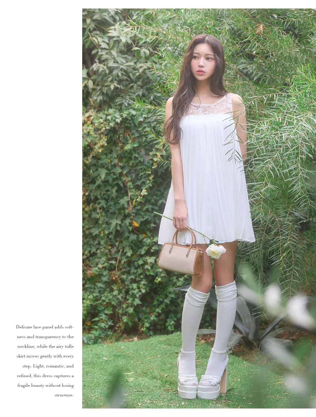 レースワンピ チュールドレス ホワイトフレア 透け感 上品可愛い フェミニン 清楚系 春ワンピ 儚い 透明感 キャバドレス 2