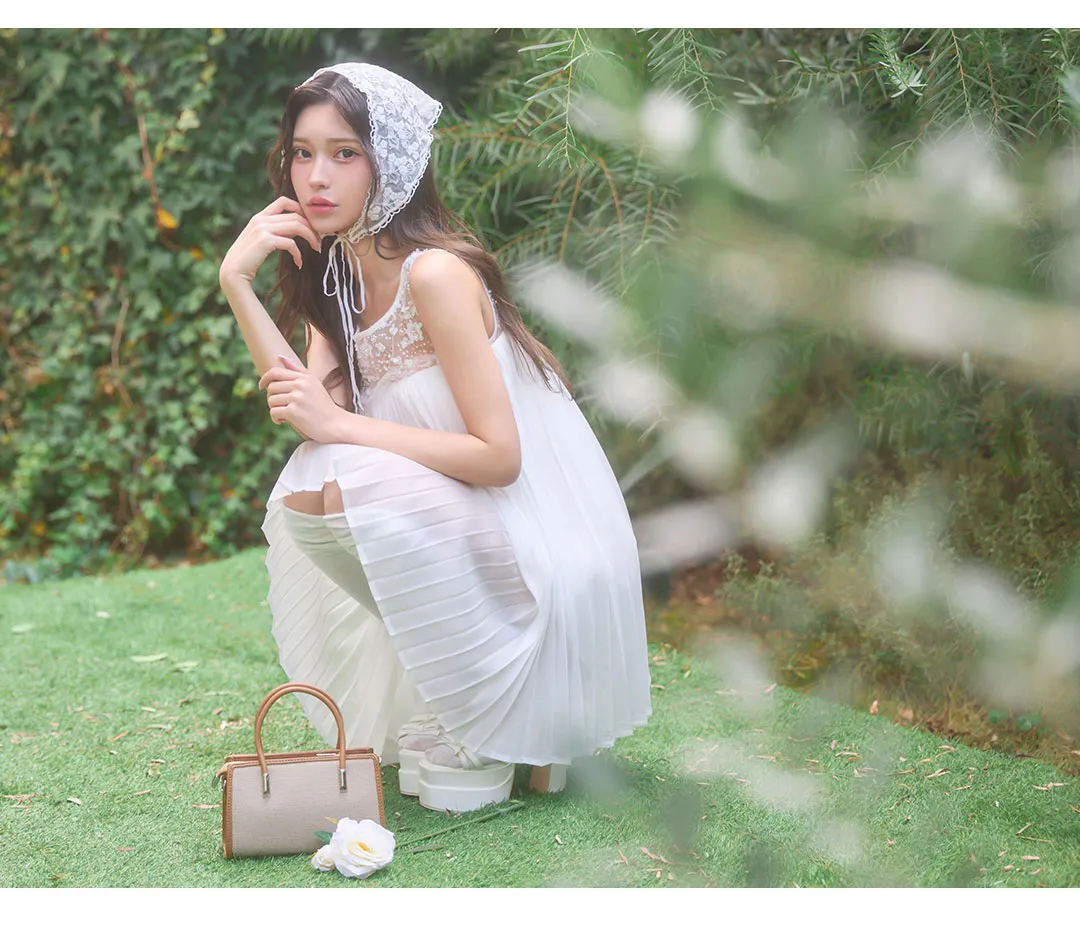 レースワンピ チュールドレス ホワイトフレア 透け感 上品可愛い フェミニン 清楚系 春ワンピ 儚い 透明感 キャバドレス 4