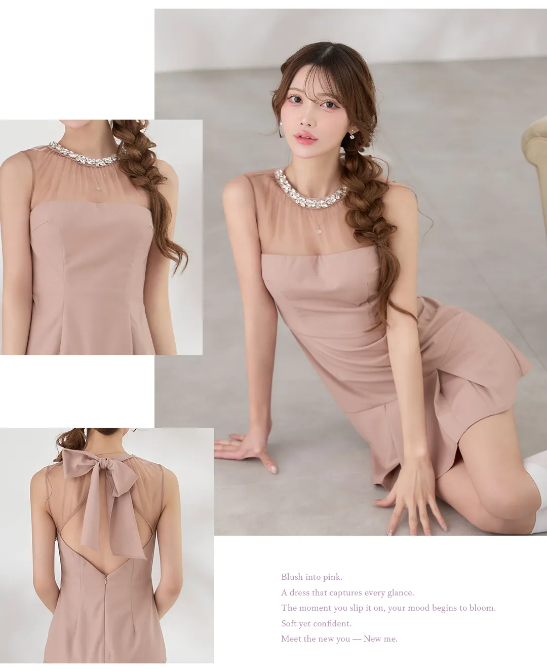 バックリボンシアーミニドレス/キャバドレス2