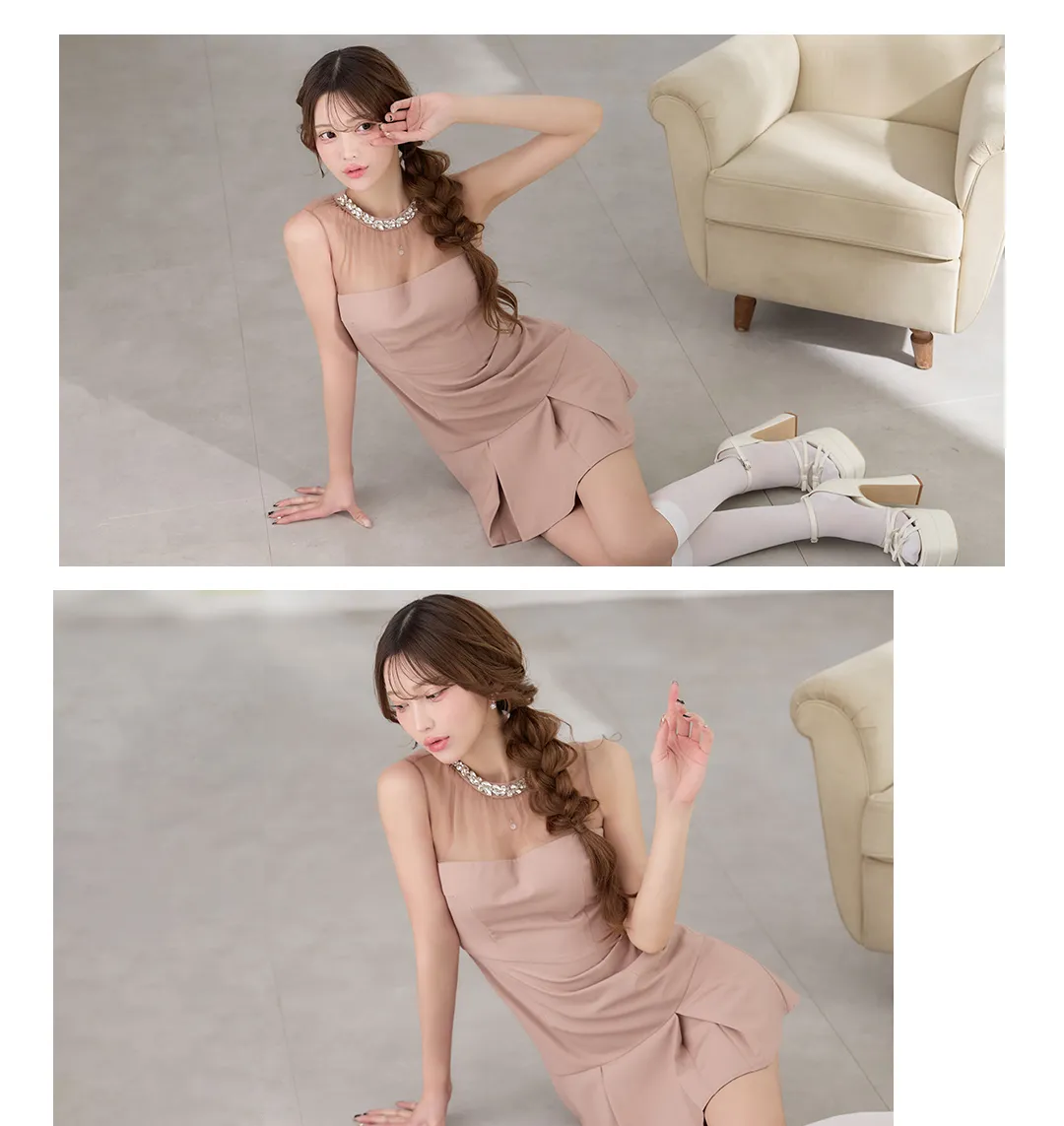 バックリボンシアーミニドレス/キャバドレス4