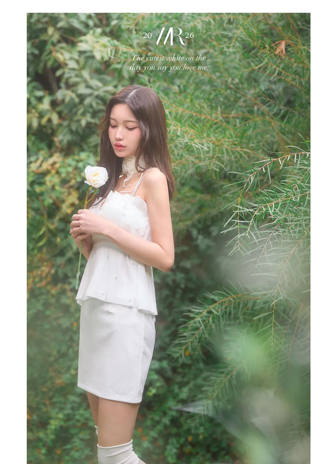 Vネックワンピ ペプラムデザイン ウエスト切替 タイトミニ 上品ホワイト くびれ強調 華奢見え フェミニン 大人可愛い キャバドレス 春夏 5