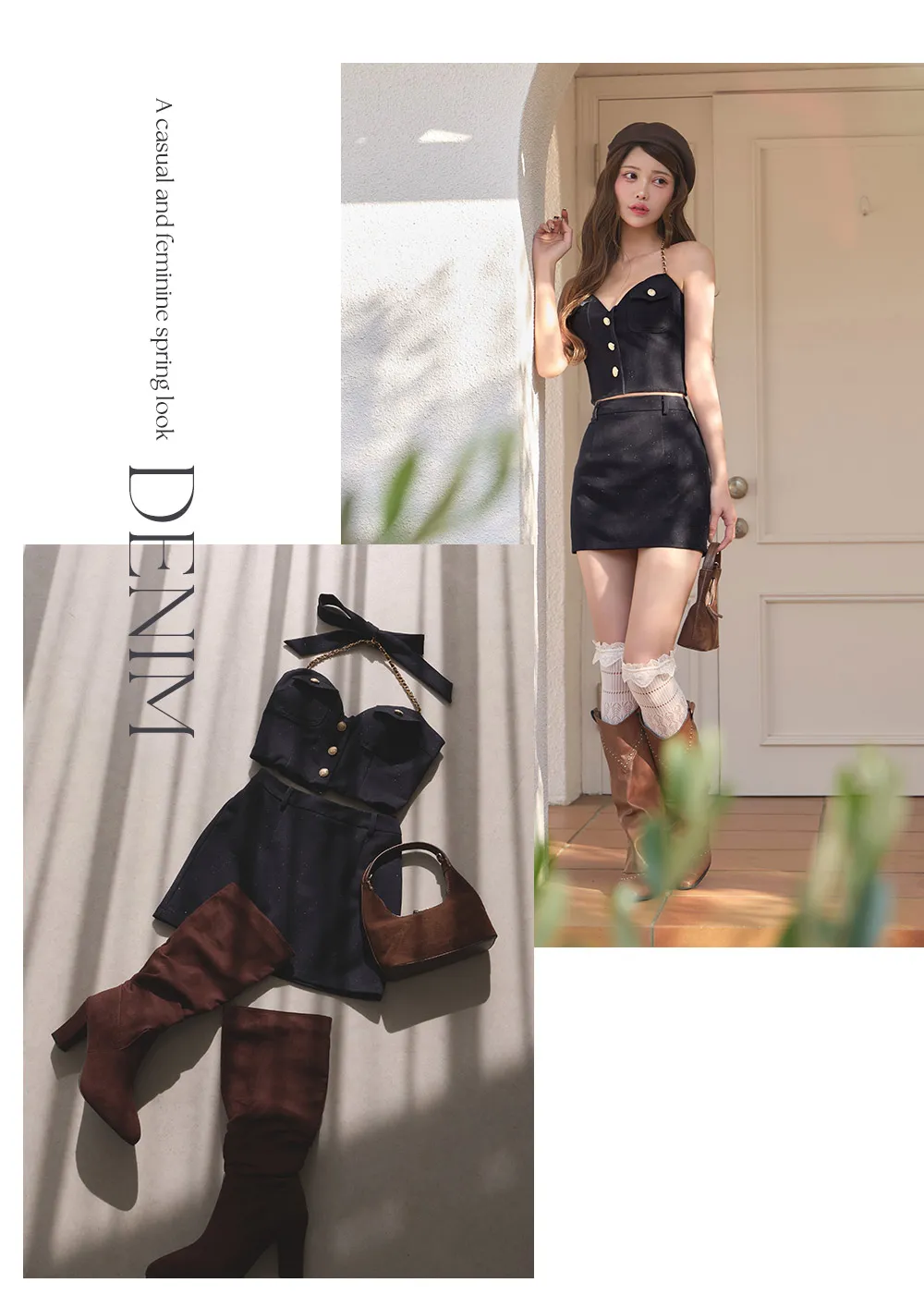 チェーンホルターネックデニムセットアップミニドレス/キャバドレス【XS-Lサイズ/1カラー】[OF03]【YN】dzjuAG [5891YNdzjuAG-260304-1]2