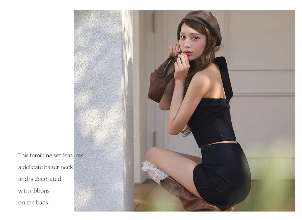 チェーンホルターネックデニムセットアップミニドレス/キャバドレス【XS-Lサイズ/1カラー】[OF03]【YN】dzjuAG [5891YNdzjuAG-260304-1]3