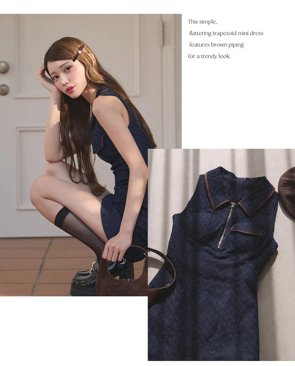 襟付きフロントジップデニムタイトミニドレス/キャバドレス【XS-Lサイズ/1カラー】[OF01]【SB】dzmuAG [3659SBdzmuAG-260304-1]2