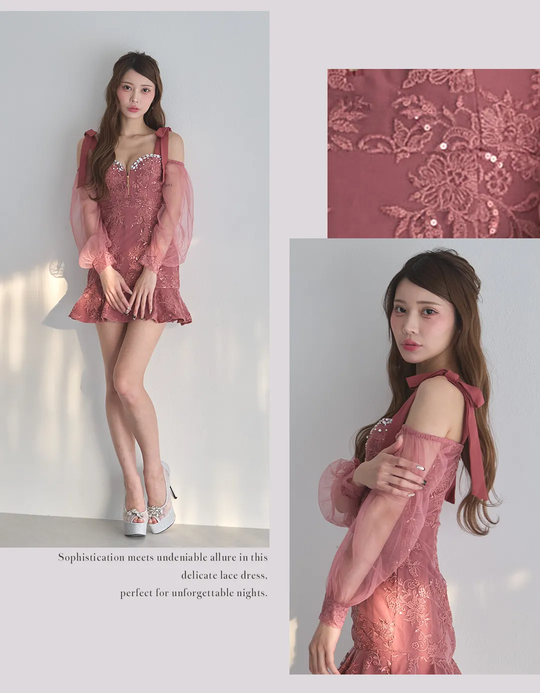 アメスリビジューティアードフレアワンピース/キャバドレス3