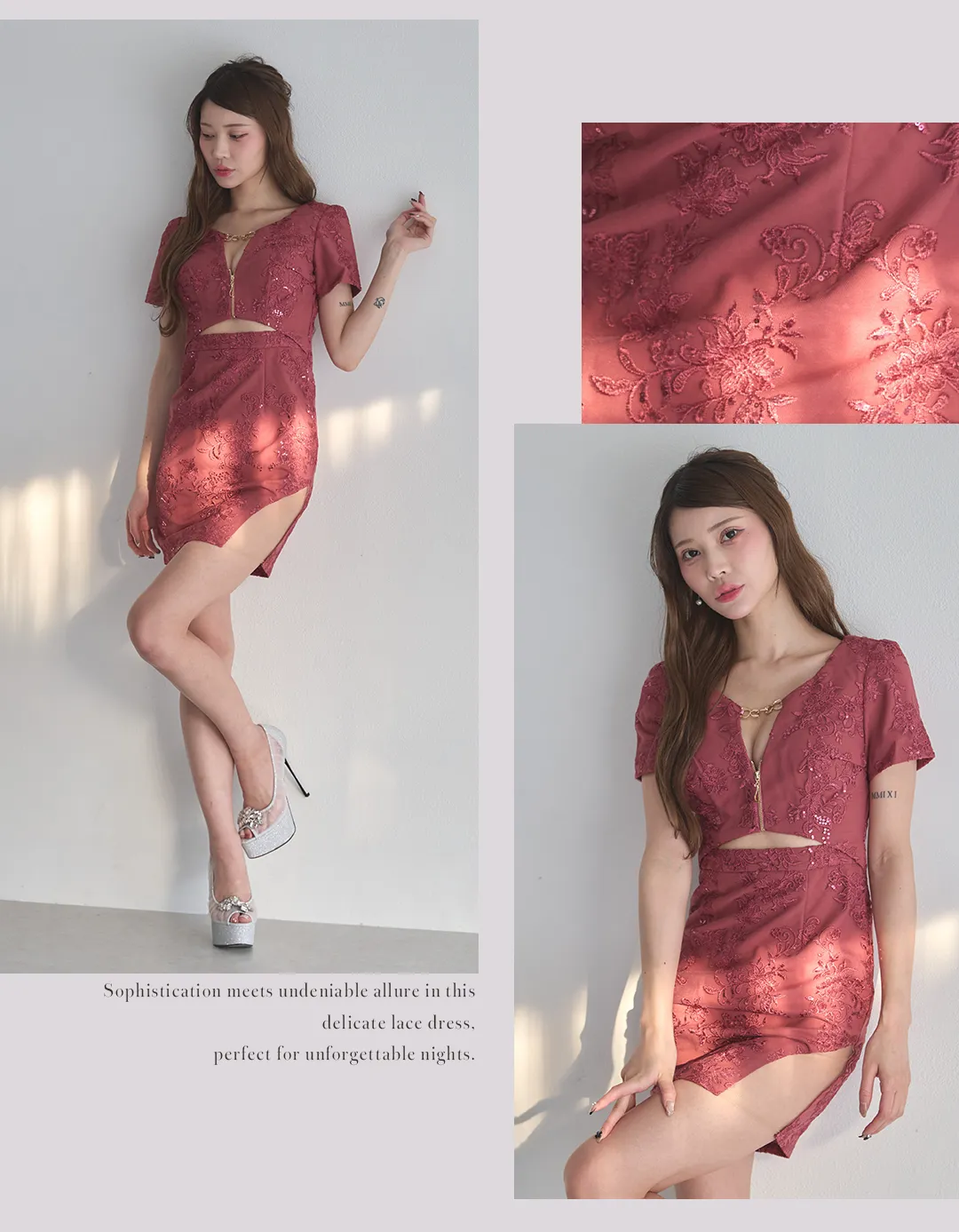 バックリボンシアーミニドレス/キャバドレス3