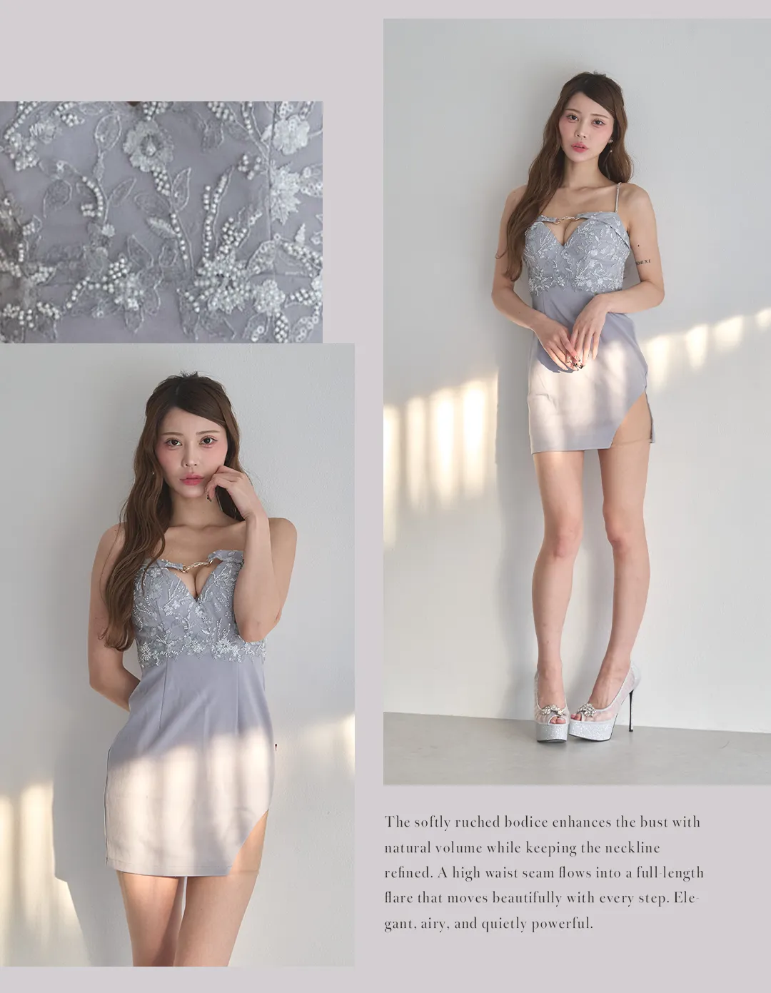 ハーフジップローウエストベルトミニドレス/キャバドレス3