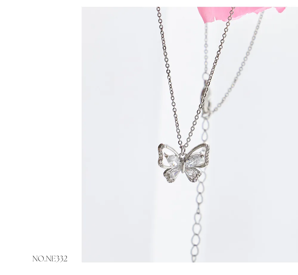 【アクセサリー：ネックレス】シルバーバタフライモチーフネックレス【1カラー】[OF02] NE306 [NE306-250204-1]