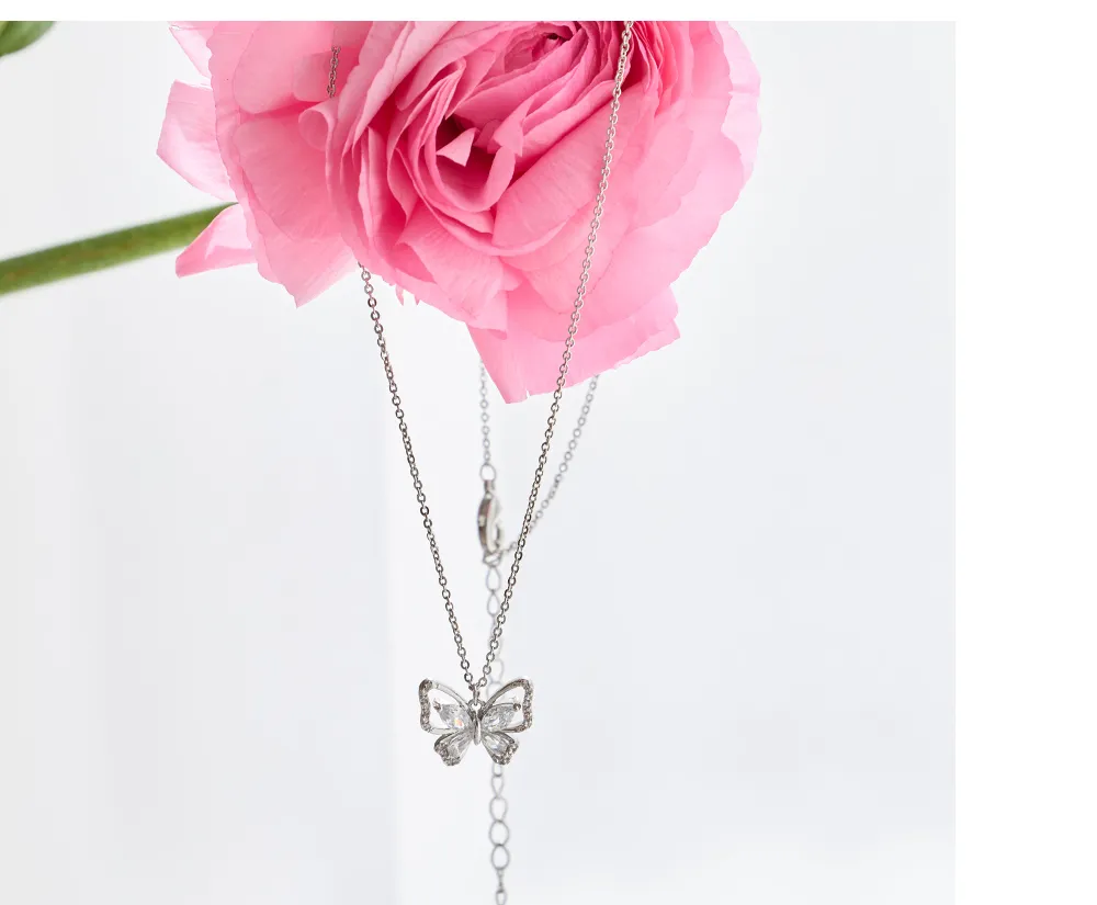 【アクセサリー：ネックレス】シルバーバタフライモチーフネックレス【1カラー】[OF02] NE306 [NE306-250204-1]