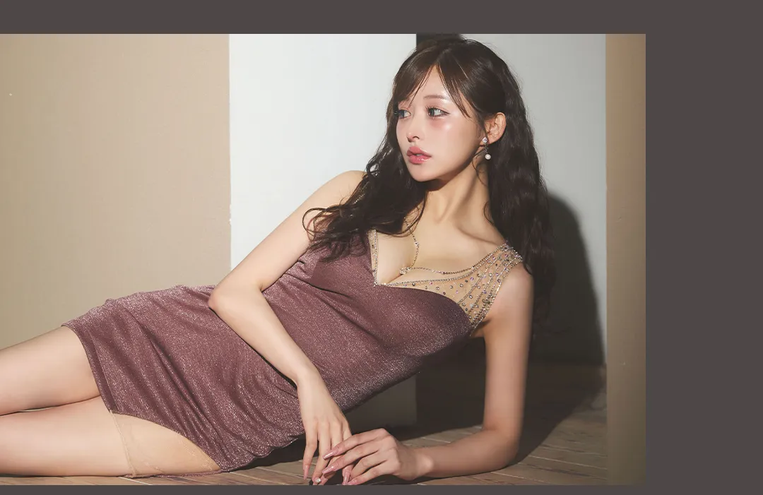 新色登場！デコルテビジューラメストレッチミニドレス/キャバドレス4