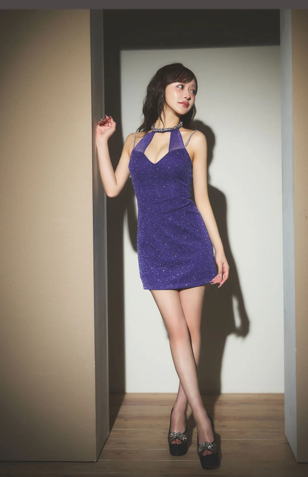 ビジューアメスリラメタイトミニドレス/キャバドレス4