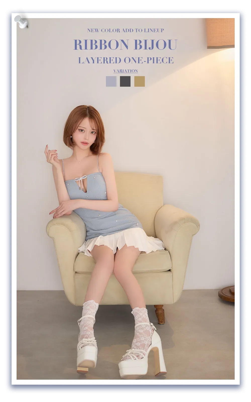 【即日発送】ビジューリボンキャミプリーツミニドレス/キャバドレス【XS-Lサイズ/3カラー】[OF03] 【YN】dzwAG