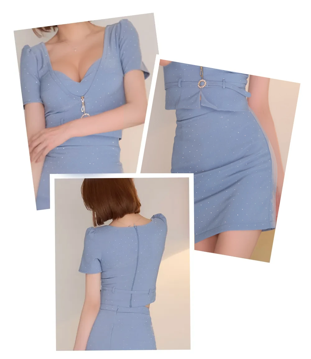 【即日発送】ビジューバックルセットアップミニドレス/キャバドレス【XS-Lサイズ/3カラー】[OF03] 【YN】