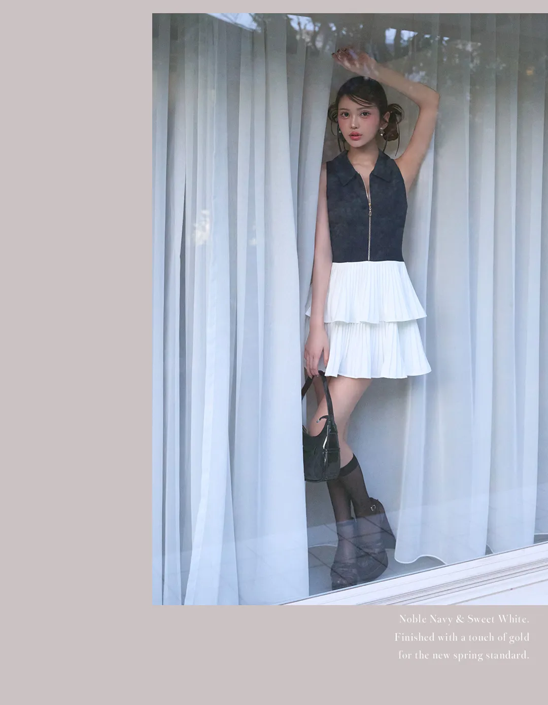 バイカラーティアードスカートミニドレス/キャバドレス3