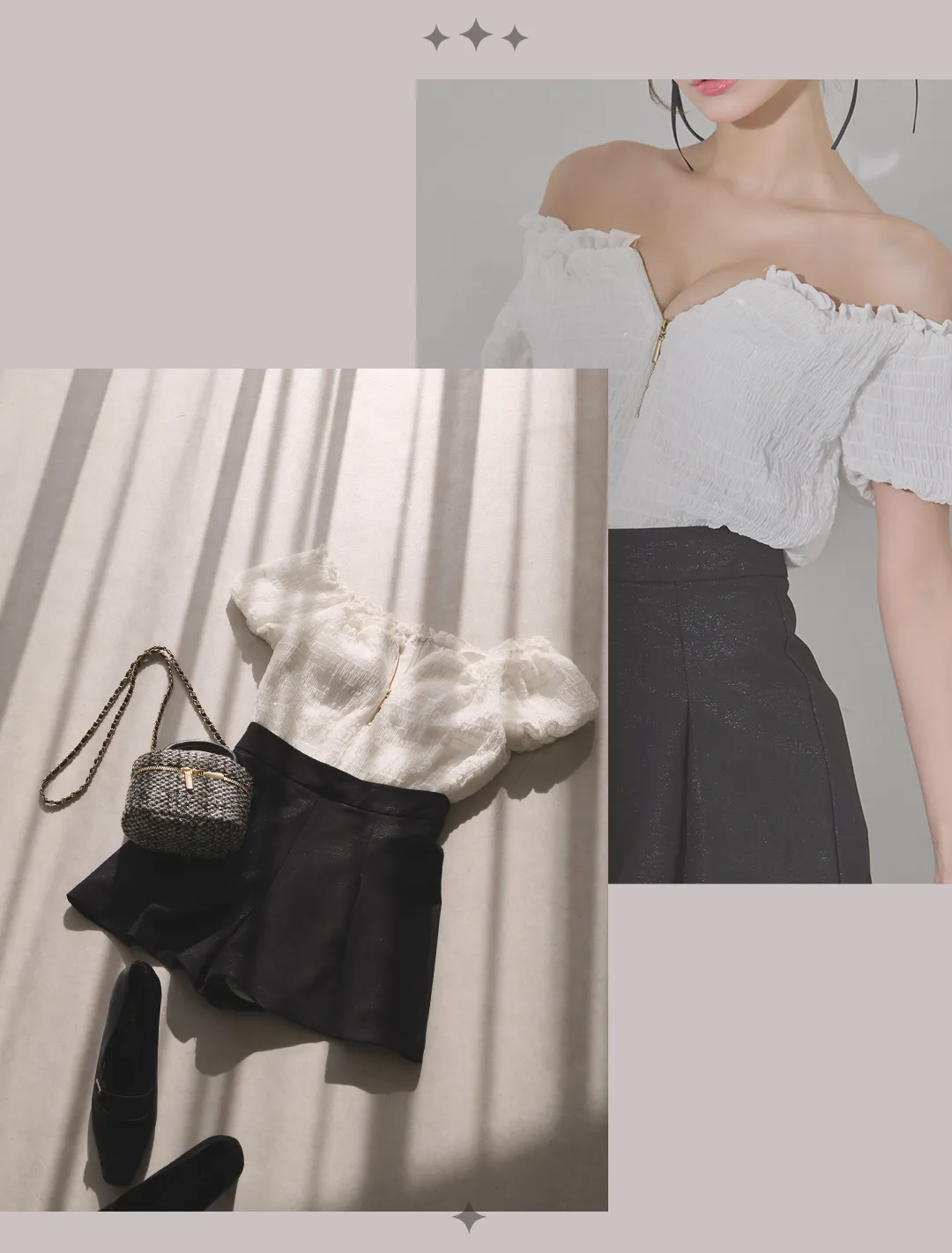 オフショルシャーリングドッキングショートパンツミニドレス/キャバドレス4