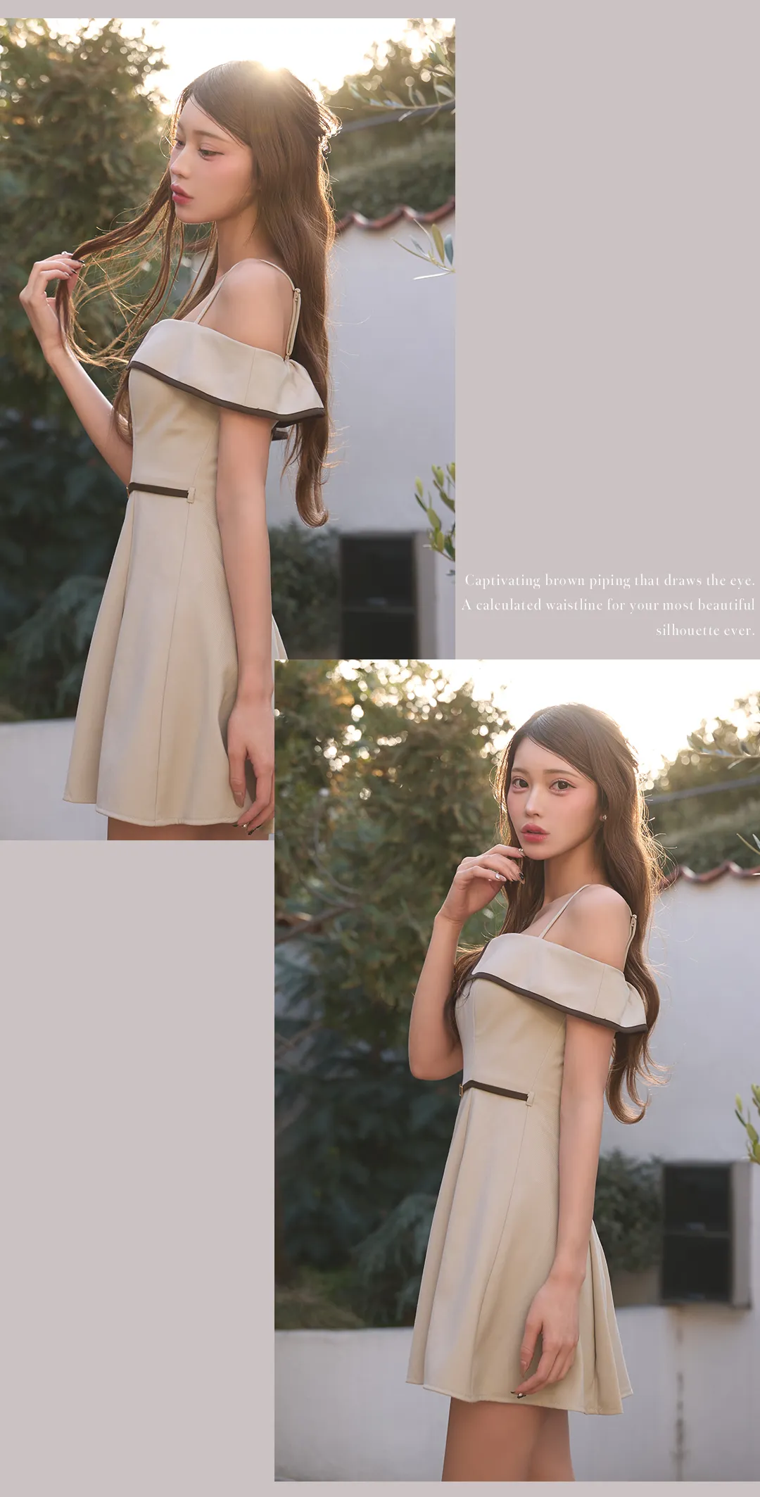 ウエストベルト風オフショルキャミミニドレス/キャバドレス3